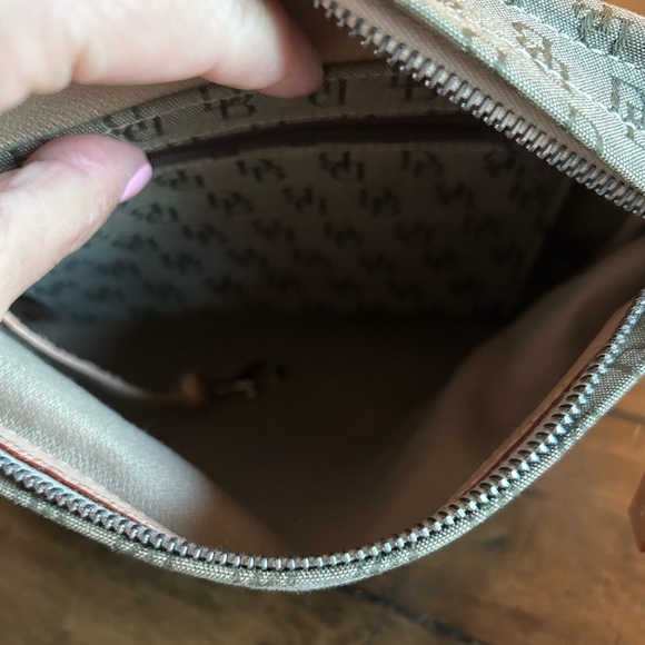 Dooney & Bourke Tan Signature Handbag Small Canvas Leather Trim - Picture 9 of 12